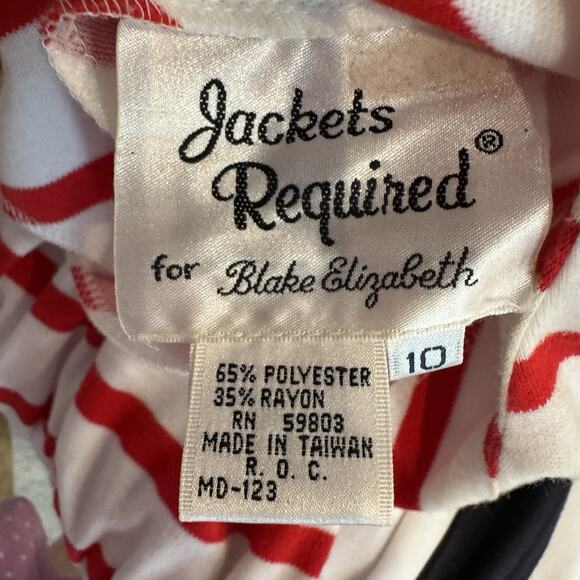 VTG Nautical Dress 10 Red White Candy Stripe Americana Pleated‎ Button Back USA - Picture 12 of 14